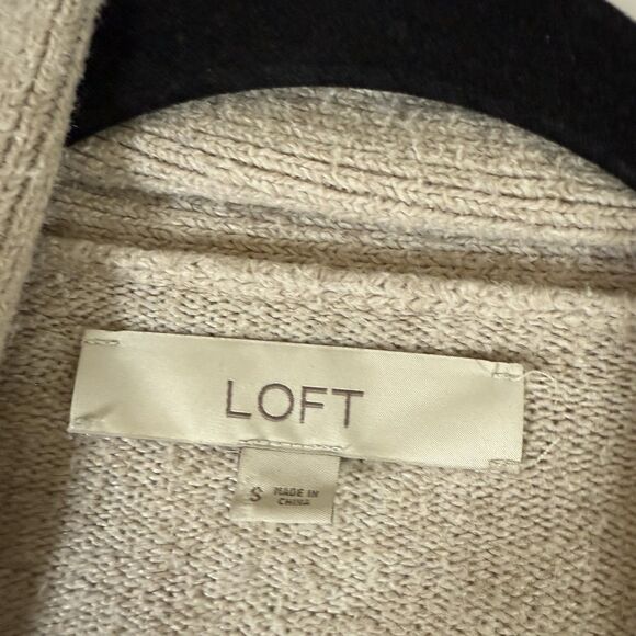 LOFT Cardigan Women's Small Beige Open Front Pockets Cotton Blend Soft - Picture 7 of 11